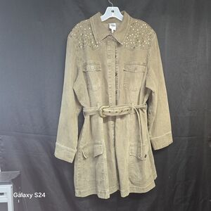 Diane Gilman Tan Studded Long Sleeve Dress